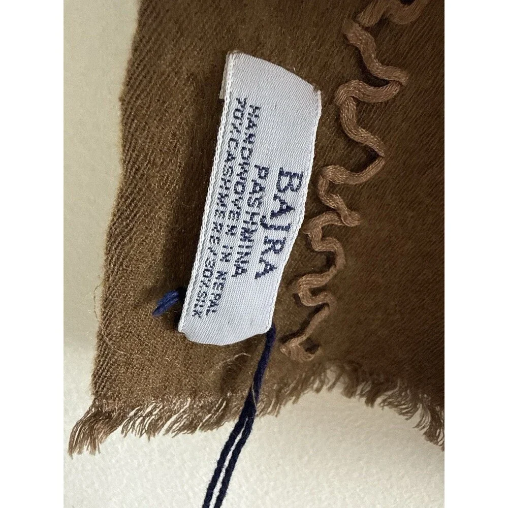 ✿ BAJRA Cashmere Silk Scarf Camel Handmade Nepal Designer Wrap